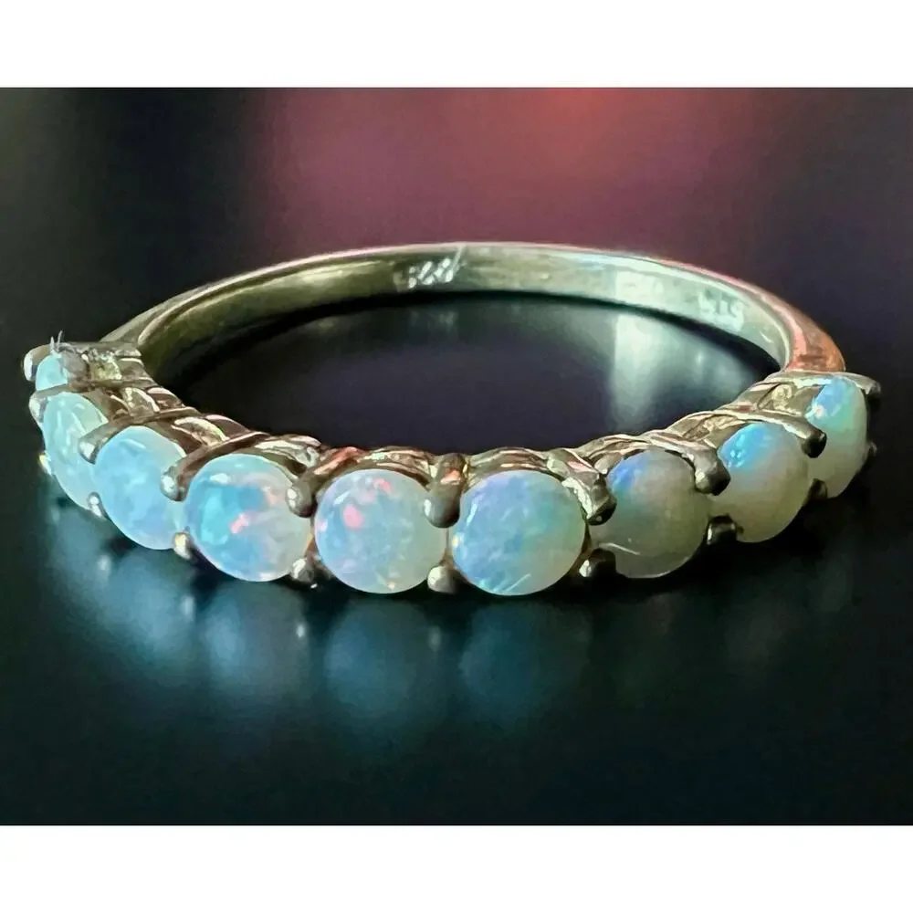 Opal and Sterling Silver 7-Stone Anniversary Band - Picture 1 of 4